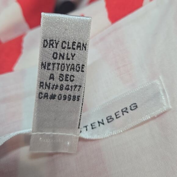 Diane Von Furstenberg Wrap Dress Red 100% Cotton Bubble Hem Size 6 - Picture 9 of 9